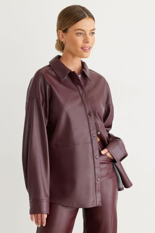 Faux Leather Shacket | Dynamite Clothing