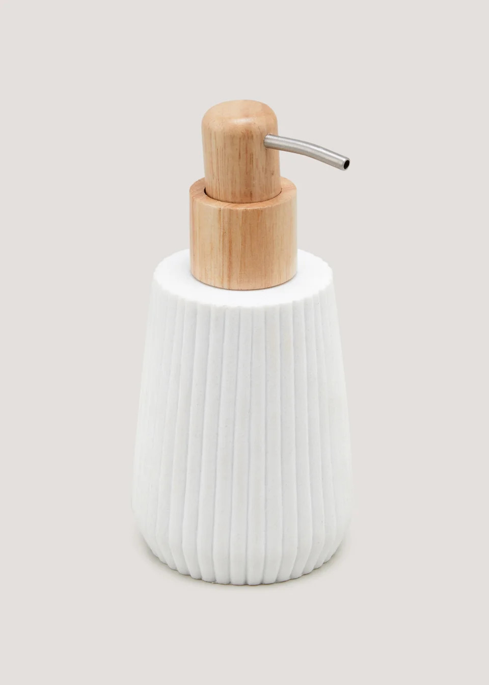 White Ribbed Resin Soap Dispenser (16.5cm x 8.5cm x 8.5cm) | Matalan (UK)