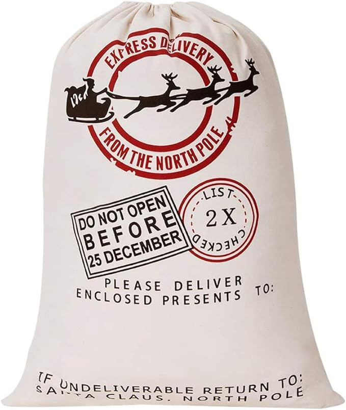 hblife Blank Santa Sack 19.7"x27.6" Large Size Christmas Bag with Drawstring, Style 3 | Amazon (US)