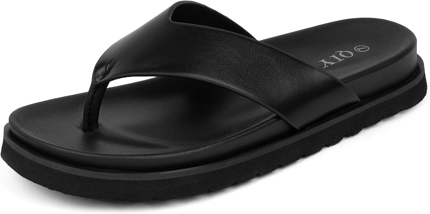 QIY Flip Flops Platform Thong Sandals for Women Open Round Toe Comfy Slip on Flats Sandals Casual... | Amazon (US)