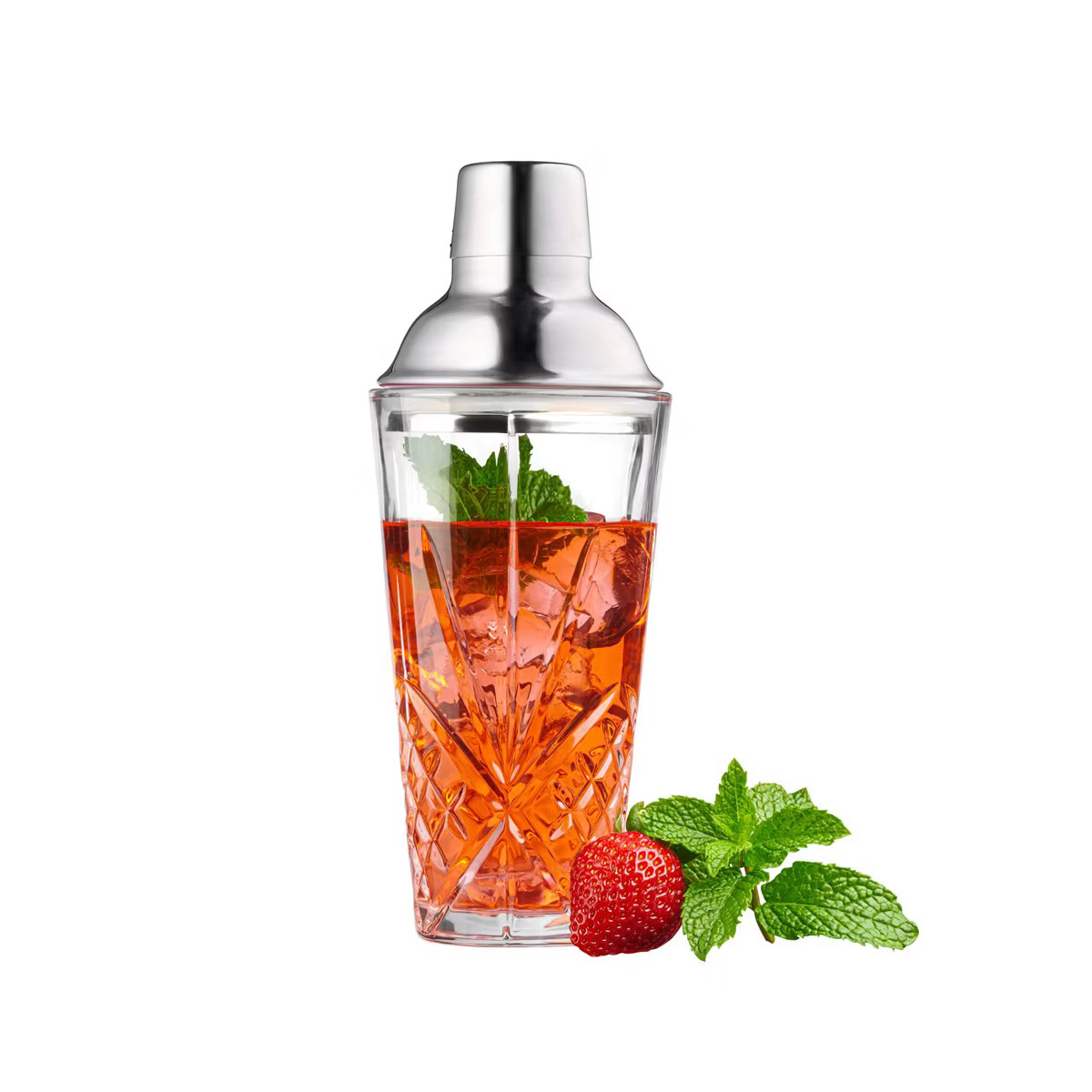 Le'raze 15oz Glass Cocktail Shaker Set with Airtight Stainless Steel Lid and Strainer. | Target