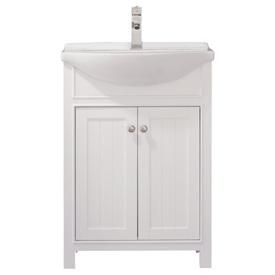 Design Element Marian 24-in White Single Sink Bathroom Vanity with White Porcelain Top | Lowe's