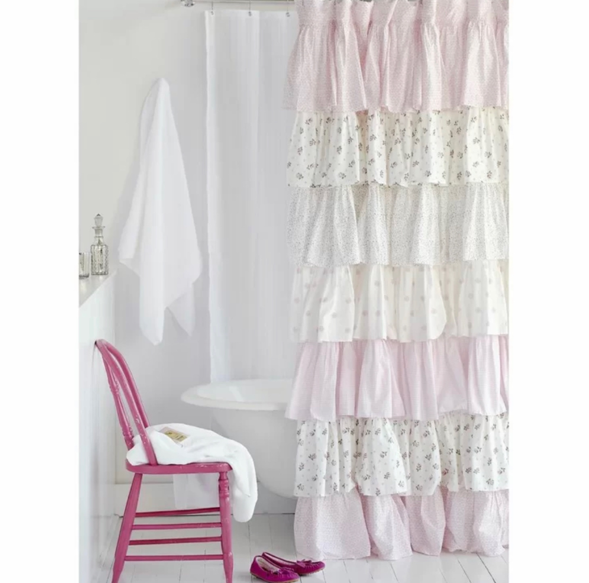 Oh my! Floral, Dot & Solid Colors Ruffle Shower Curtain - so dainty & pretty!

Refresh. French Country  Bathroom. Pink. 

#LTKhome #LTKfindsunder100 #LTKSale