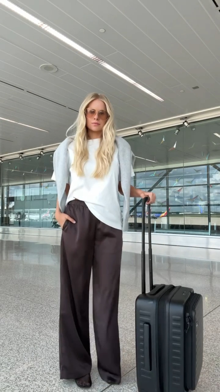 SIZES: small in tee, medium in sweater (heather chrome), small reg in pants (rich mocha brown), linked similar shoes! #kathleenpost

Travel outfit, international travel, travel day looks, airplane outfit, school pick up, school drop off, errands outfit #LTKStyleTip 

#LTKSeasonal #LTKTravel