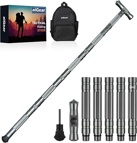 aiGear Tactical Stick Hiking Walking Staff - Trekking Poles Tactical Staff Adjustable Hiking Stic... | Amazon (US)