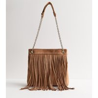 Tan Faux Suede Fringed Chain Shoulder Bag New Look | New Look (UK)