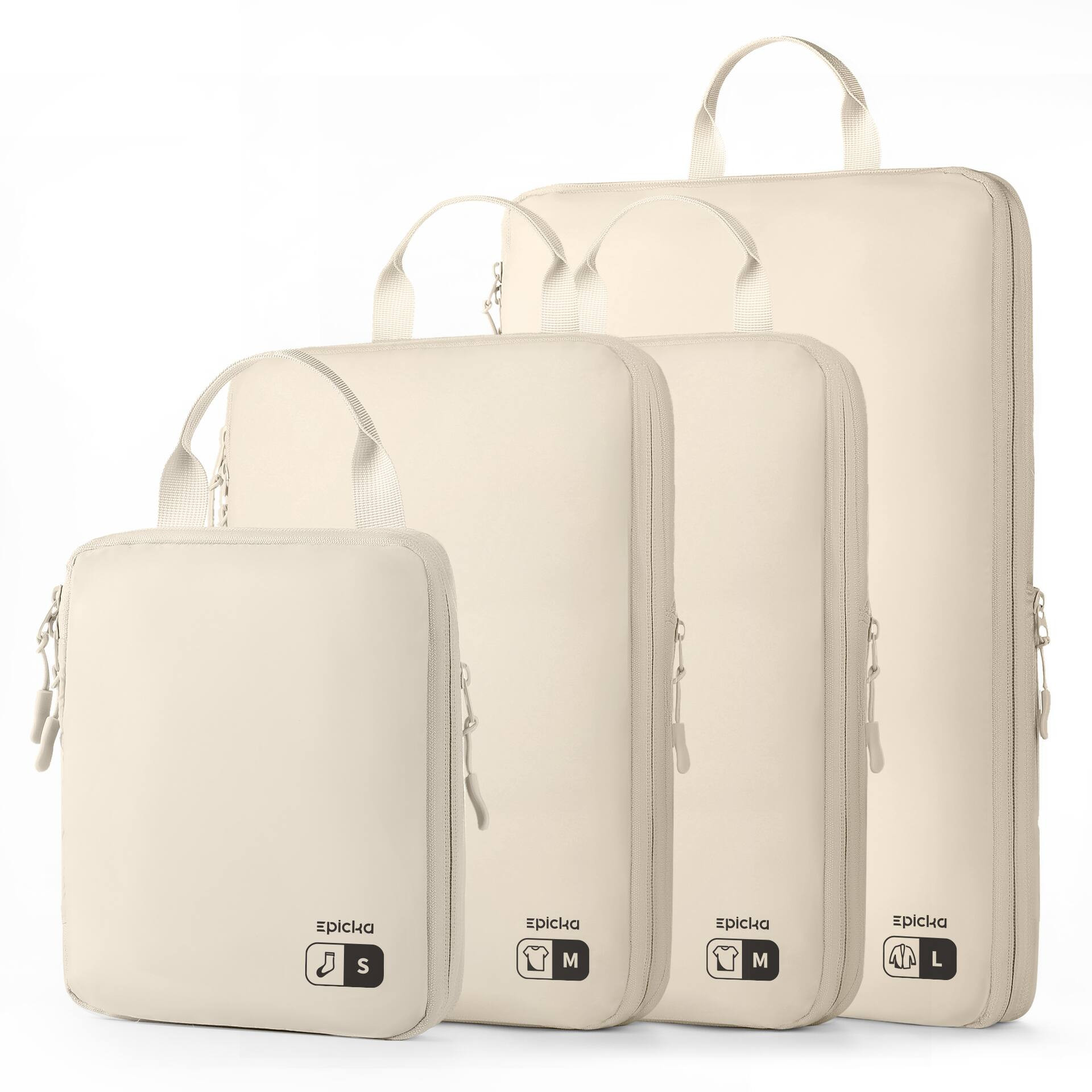 Epicka - Nylon Compression Packing Cubes 4 Set - Water Resistant Travel Packing Organizer for Carry on - Beige | Best Buy U.S.