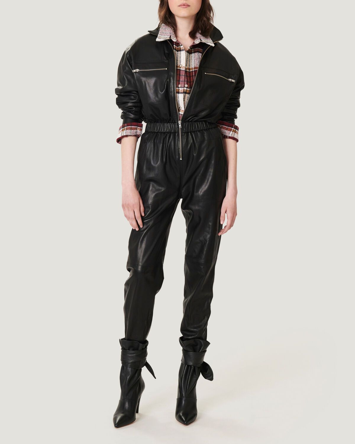 IKARAZ COLLARED LEATHER JUMPSUIT | IRO