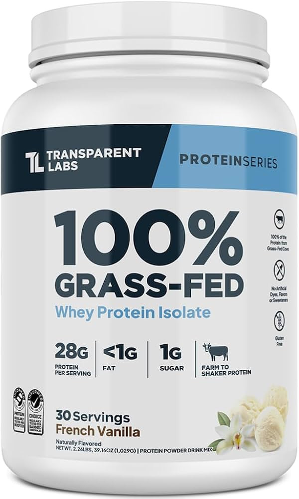 Transparent Labs Grass-Fed Whey Protein Isolate - Natural Flavor, Gluten Free Whey Protein Powder... | Amazon (US)