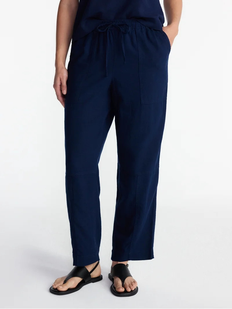Time and Tru Women's Tapered Linen Blend Pants, Sizes XS-XXXL | Walmart (US)