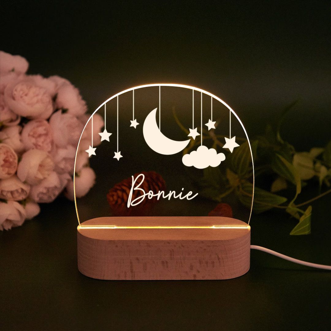 Custom Moon and Star Nightlight personalized Clouds Night - Etsy | Etsy (US)
