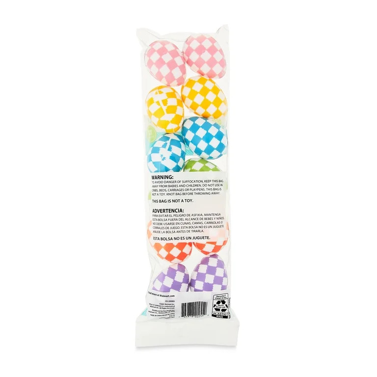 Multicolor Checkered Fillable Plastic Easter Eggs, 12 Count, 1.73", by Way To Celebrate | Walmart (US)