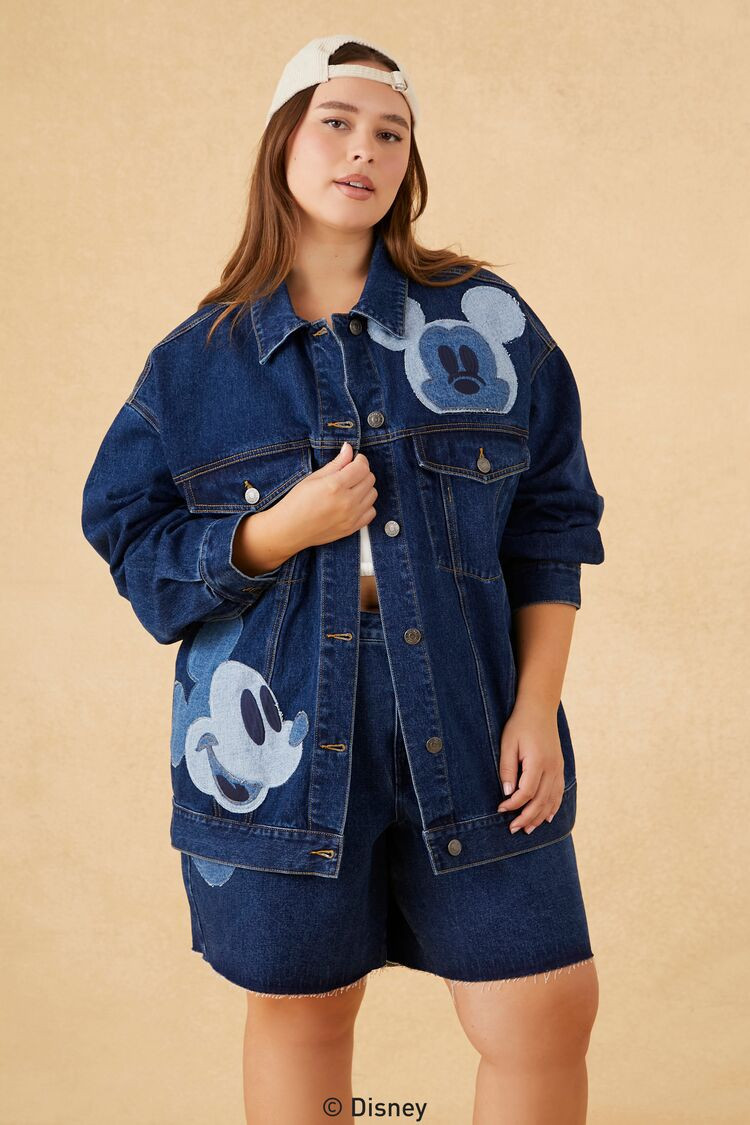 Plus Size Disney Mickey Mouse Denim Trucker Jacket | Forever 21