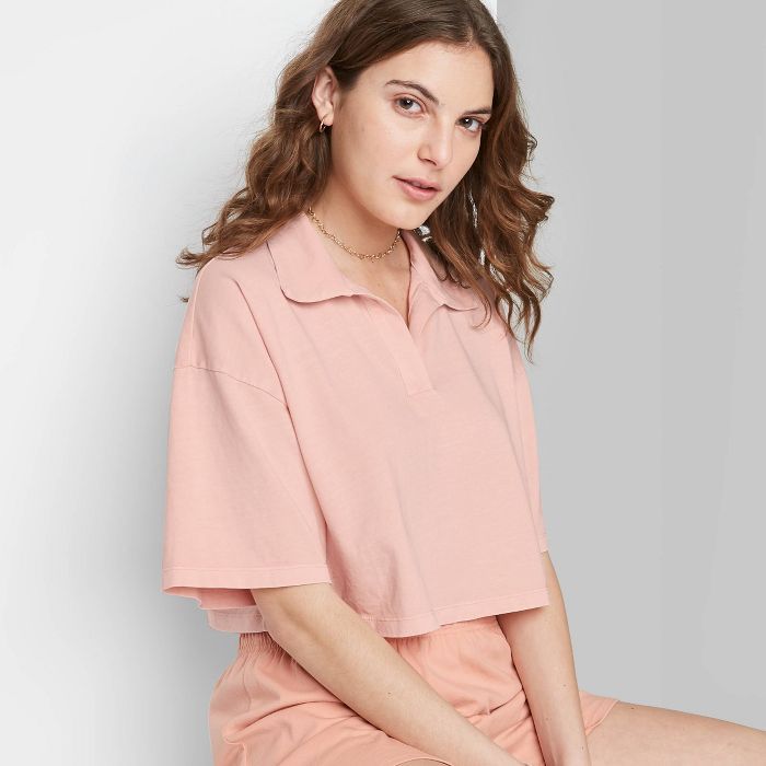 Women's Short Sleeve Boxy Cropped Polo T-Shirt - Wild Fable™ | Target