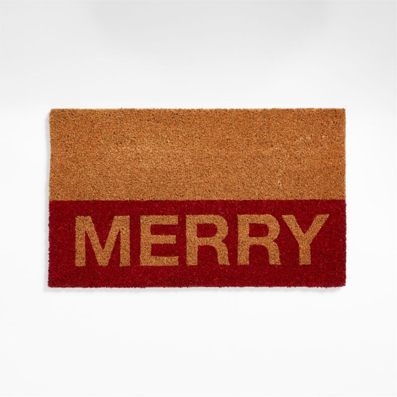 Merry Red Christmas Doormat 18"x30" | Crate & Barrel | Crate & Barrel