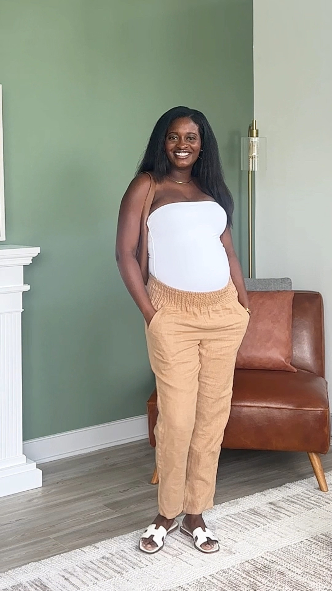 Maternity smocked linen pants/everyday outfit! 

#LTKBump #LTKStyleTip #LTKVideo