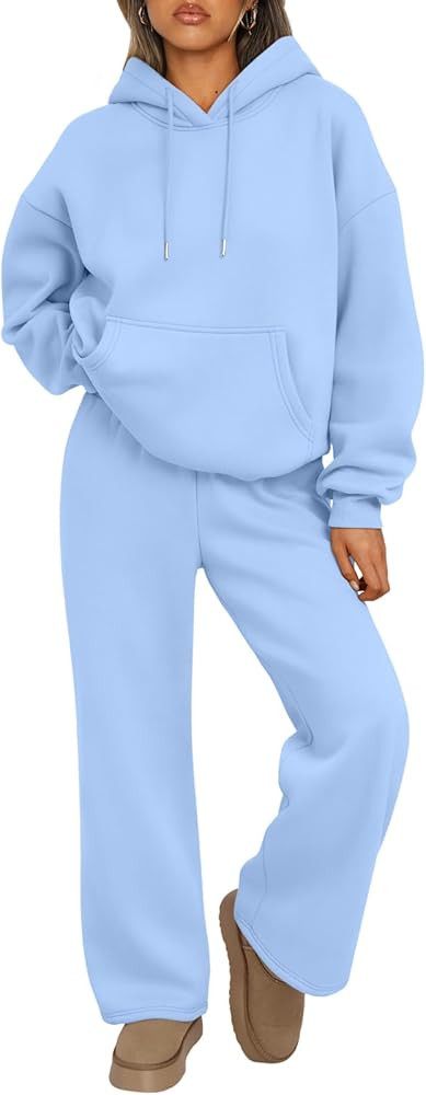 Trendy Queen Womens 2 Piece Outfits Lounge Fall Fashion Sets Oversized Sweatshirts Wide Leg Pants... | Amazon (US)