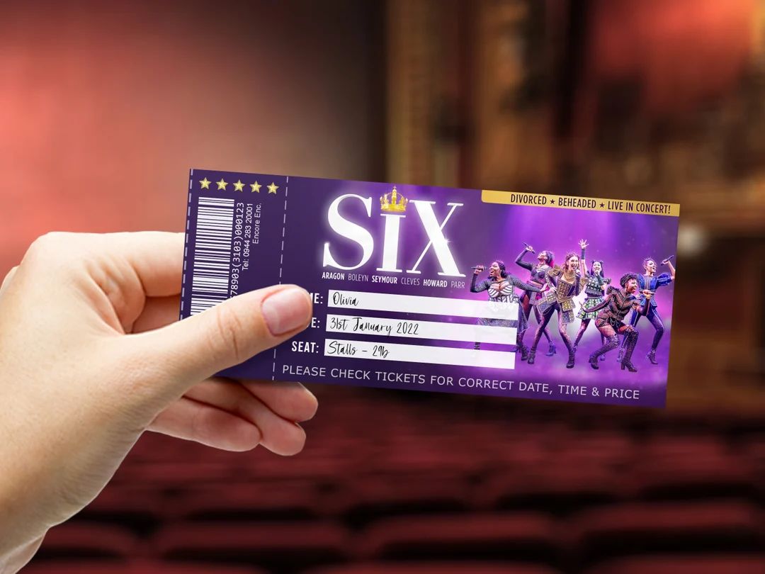 SIX Musical Printable Ticket Surprise Broadway West End Gift - Etsy | Etsy (US)