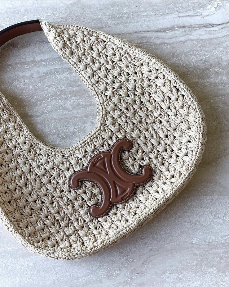 RARE!! Authentic Celine Raffia Triomphe Hobo Bag SOLD OUT tan mini shoulder bag | eBay US