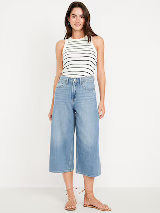 High-Waisted Baggy Wide-Leg Culotte Jeans | Old Navy | Old Navy (US)