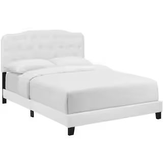 Amelia White Twin Faux Leather Bed | The Home Depot
