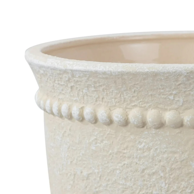 My Texas House 8" Cream Dot Urn - Ceramic Plant Pot, 8.1" Dia x 8.5" H | Walmart (US)