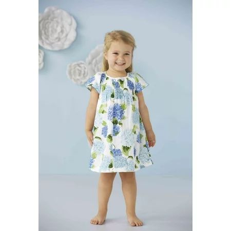 Mud Pie Little Girls Blue Hydrangea Smocked Dress | Walmart (US)