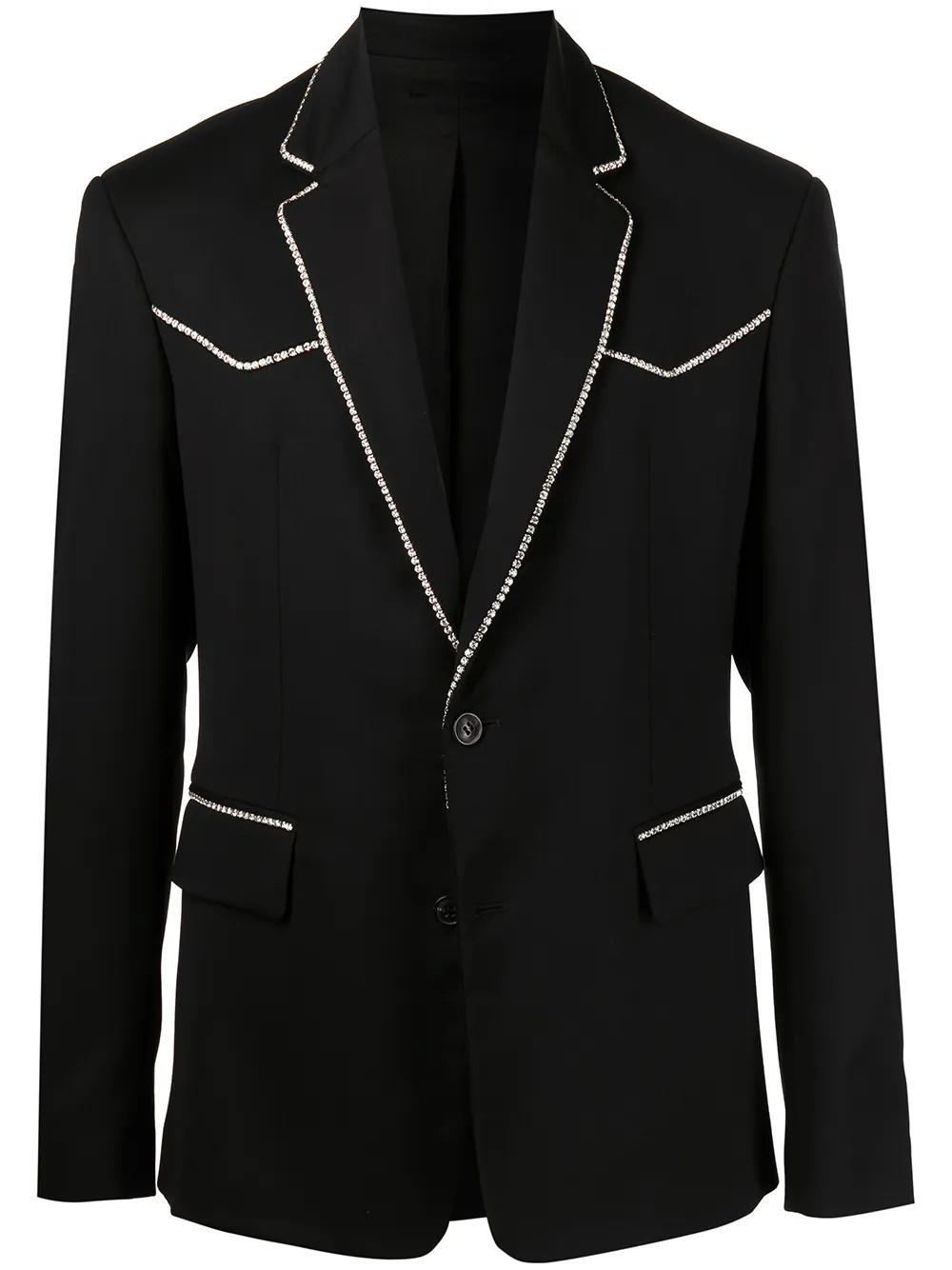 crystal-trim single-breasted blazer | Farfetch Global