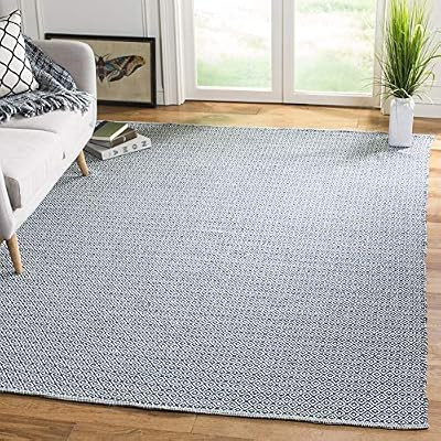 Safavieh Montauk Collection MTK717H Handmade Flatweave Ivory and Navy Cotton Area Rug (6' x 9') | Amazon (US)