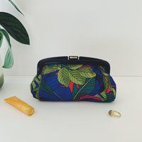 Vintage Parrot Tropical Print Cloth Clutch Hand Bag Purse | Etsy (US)