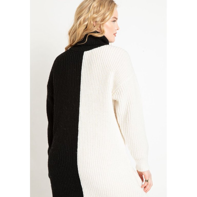 Eloquii Women's Plus Size Turtle Neck Tunic Sweater Dress | Walmart (US)