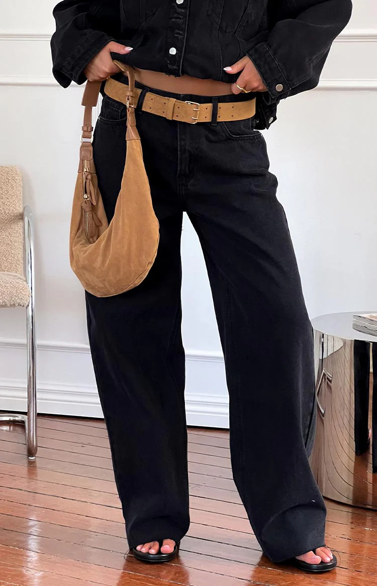 She's Yours Black Wide Leg Boyfriend Jeans | Beginning Boutique (US)