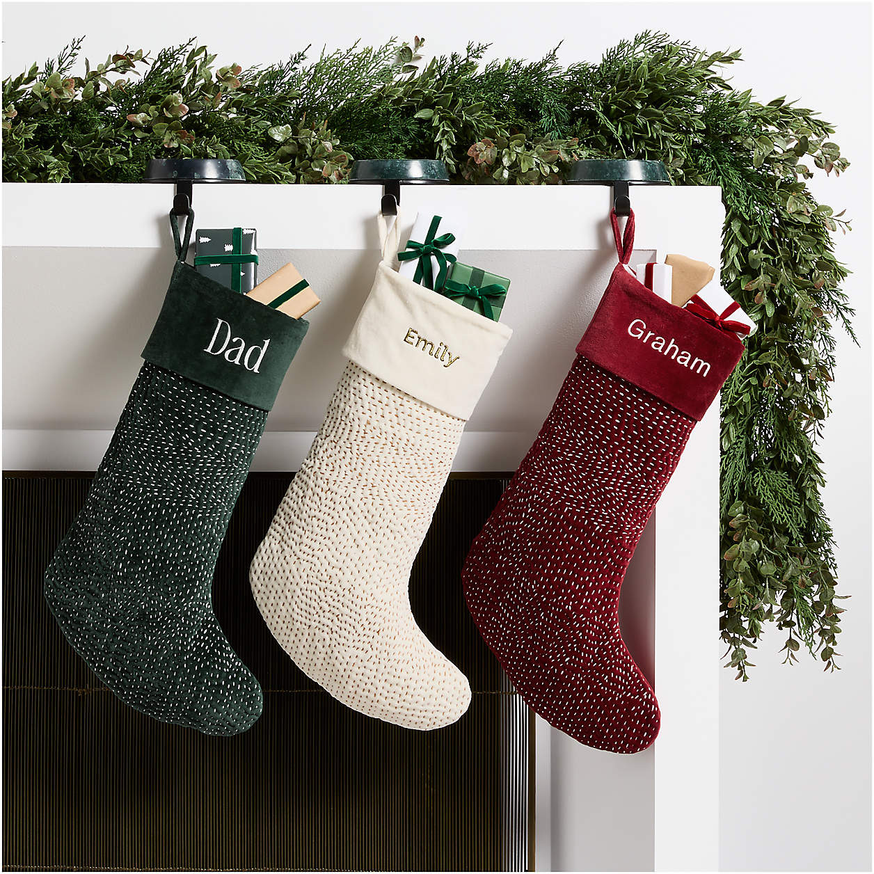 Sashiko Ivory Velvet Christmas Stocking + Reviews | Crate & Barrel | Crate & Barrel