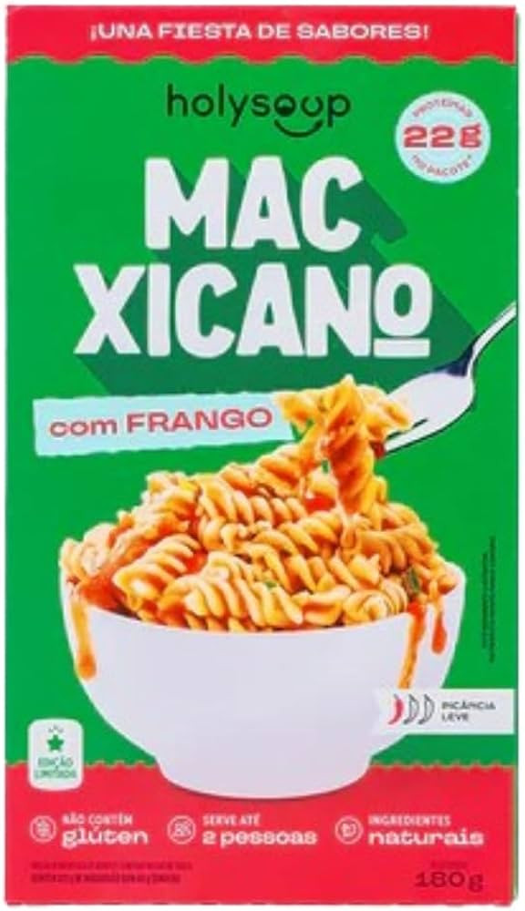 MACARRÃO PROTEICO SEM GLÚTEN HOLYSOUP MAC XICANO 180G | Amazon (BR)