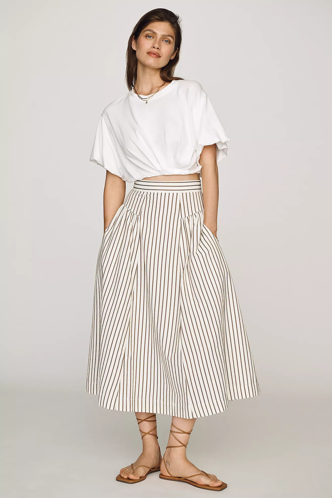 Bishop + Young Sorrento Cotton Midi Skirt | Anthropologie (US)
