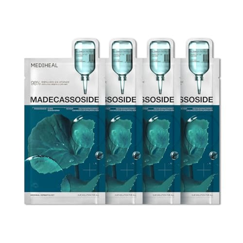 Mediheal Essential Face Mask [Madecassoside] Blemish Repair 4 pcs. with 98% Purity Madecassoside & Hyaluronic Acid - Soothing Care, Hydrating- Travel Essentials, Vegan Formula Korean Sheet Mask | Amazon (US)