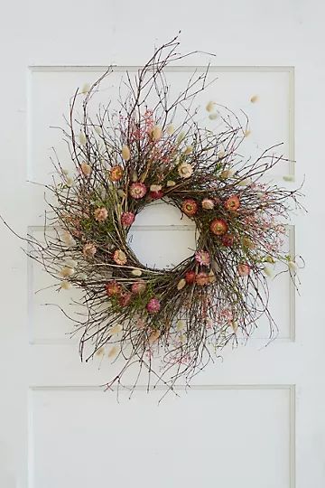 Preserved Caspia, Strawflower + Spanish Moss Wreath | Anthropologie (US)