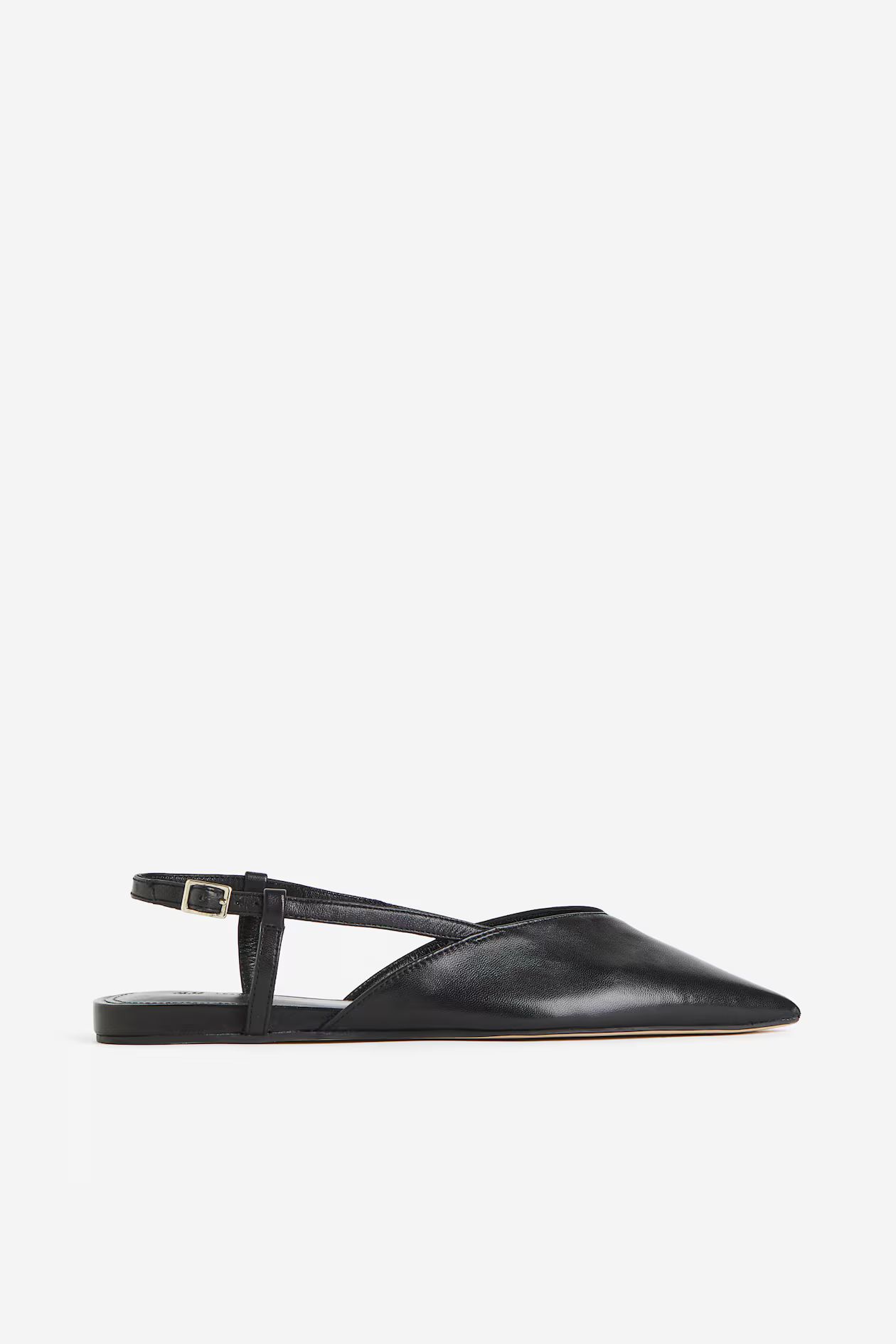 Leather slingbacks - No heel - Black - Ladies | H&M GB | H&M (UK, MY, IN, SG, PH, TW, HK)