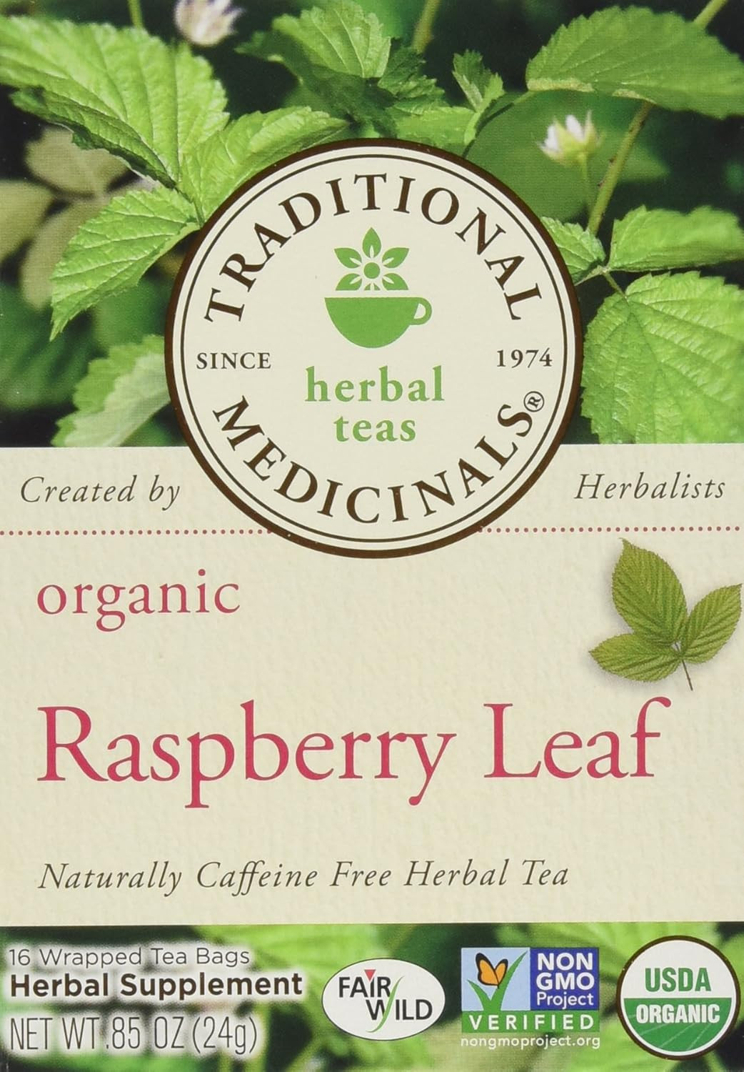 Traditional Medicinals Organic Raspberry Leaf Herbal Tea Caffeine Free 16 Bags Pack of 3 | Amazon (US)