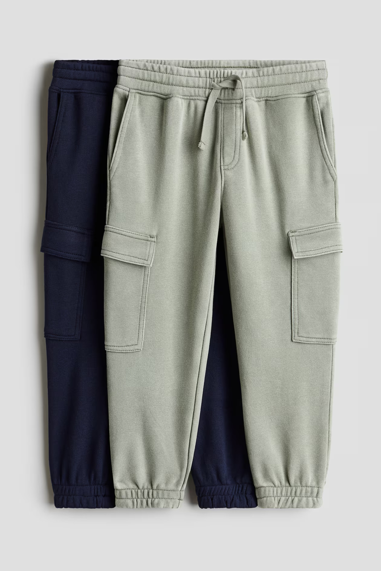 2-pack Cargo Joggers - Regular waist - Long - Navy blue/sage green - Kids | H&M US | H&M (US + CA)
