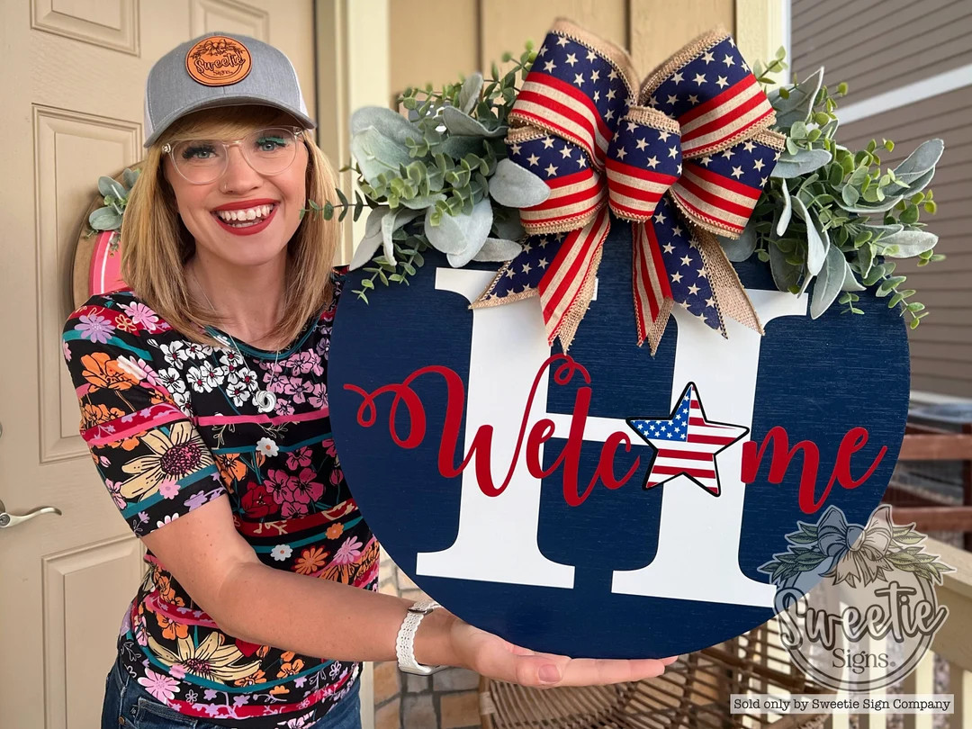 Fourth of July Front Door Decor | Last Name/Family | Front Door Wreath | Happy 4th Of July | Four... | Etsy (US)