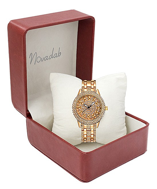 Novadab Women's Watches - Goldtone Bracelet Watch With Swarovski Crystals | Zulily
