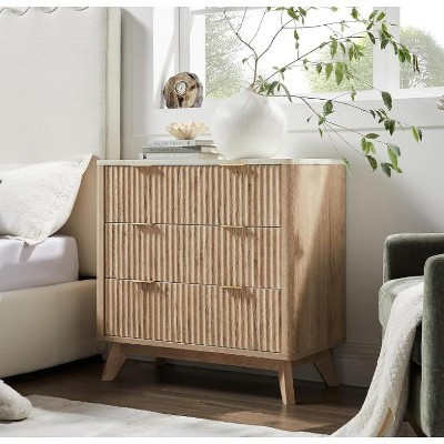 COZONY Modern Nightstands Set of 2, Fluted Bedside Tables with Faux Marble Top and 3 Drawers for Bedroom and Living Room | Target