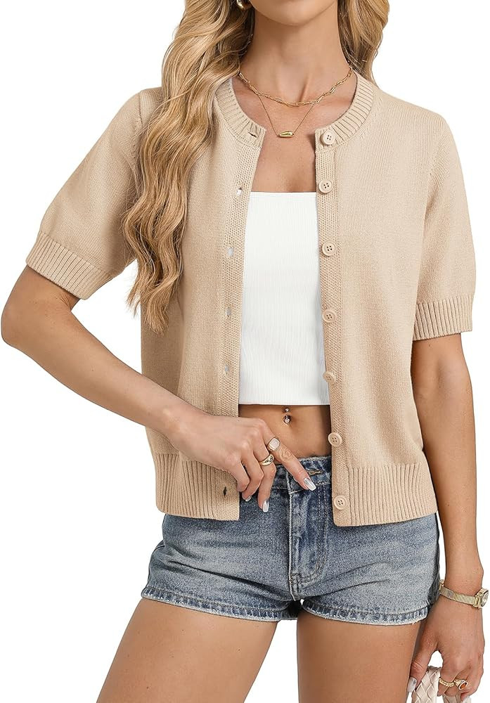 GRACE KARIN Womens Casual Short Sleeve Cardigan Lightweight Summer Cardigan Sweater 2026 Button U... | Amazon (US)