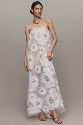Helsi Margot Strapless Floral Sequin Maxi Dress | Anthropologie (US)
