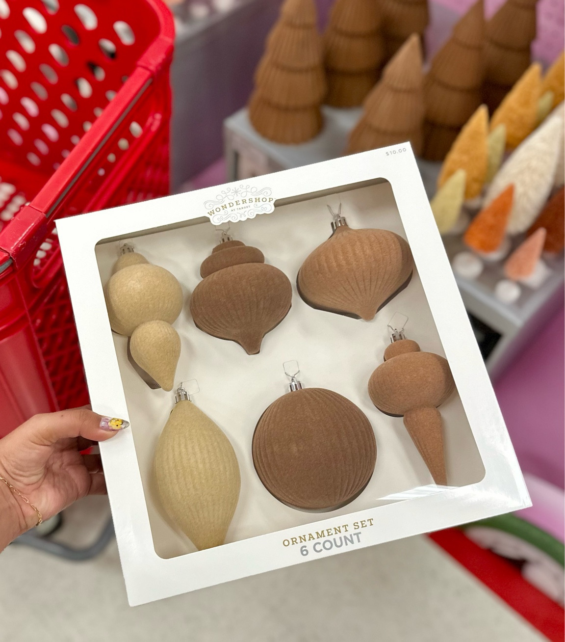 Neutral flocked ornaments at Target for only $10!