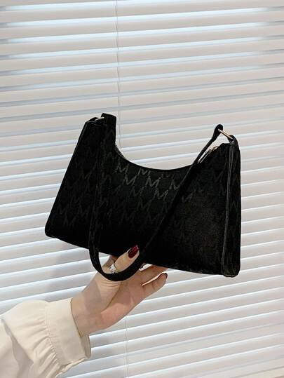 Allover Letter Graphic Baguette Bag | SHEIN