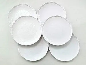 Lok-Osemile White Nautical Rope Melamine Dinner Plate 9 Inches 6 Pack (6) | Amazon (US)