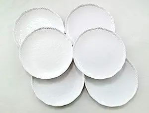 Lok-Osemile White Nautical Rope Melamine Dinner Plate 9 Inches 6 Pack (6) | Amazon (US)