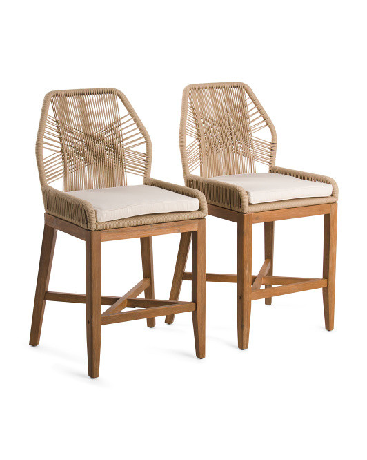 Set Of 2 Rope Crossweave Counter Stools With Cushion | TJ Maxx